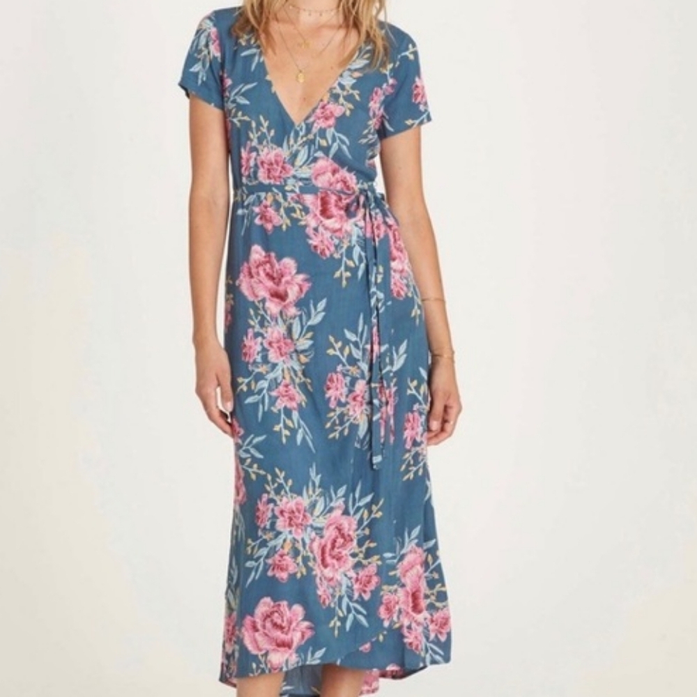 Billabong Maxi Floral Wrap Tie Dress